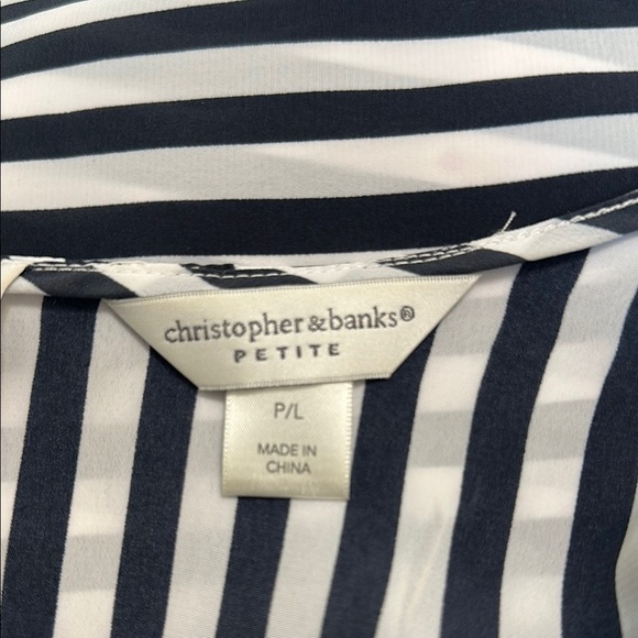 Christopher & Banks Navy and White Striped Women's Top - Picture 6 of 7